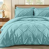 WOLKI Queen Size Comforter Set Turquoise Green, 3 Pieces Bed Lightweight Solid Bedding Comforters Sets, All Season Fluffy Down Alternative Comforter Bed Set Quilt Blanket