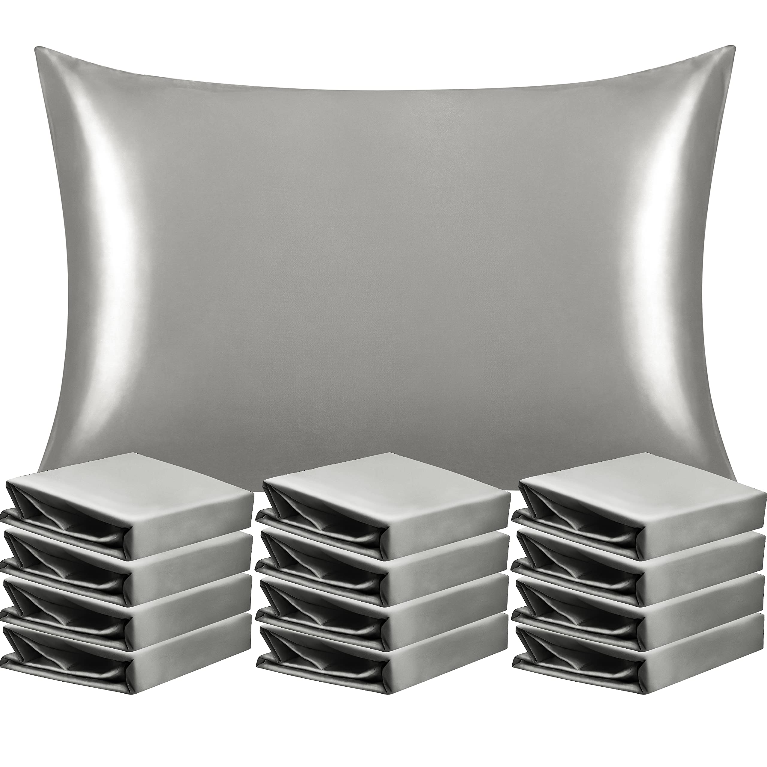 NTBAY 12 Pack Satin Standard Pillowcases for Hair