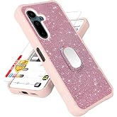 Compatible with Saga 2 Solana Mobile Seeker Case [with Tempered Glass Screen Protector][Mirror Ring][Glitter Powder] for Saga 2 Solana Mobile Seeker Leather Phone Case