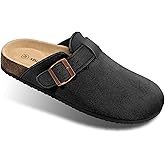 BULLIANT Women Clogs-Fleece-Lined Suede Mules Slippers Nurse Shoes Unisex-Memory Foam Arch Support Cork-Footbed