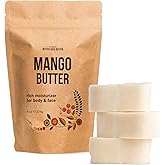 Raw Mango Butter - 100% Natural Skin and Hair Moisturizer - Use with Shea in DIY Whipped Body Butter, Mango Body Lotion, Lip Gloss and Soap Making, 8 oz Block