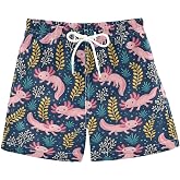 Lyntero Kids Swim Trunks Adjustable Waist Board Beach Shorts Mesh Lining Swimsuits