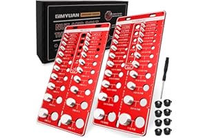 GIMYUAN 48 Thread Checker - 24 Standard & 24 Metric Bolt and Nut Thread Size with 12 Drill Bit Gauge, Bolt Thread Identifier Board, Screw Measurement Tool, Red