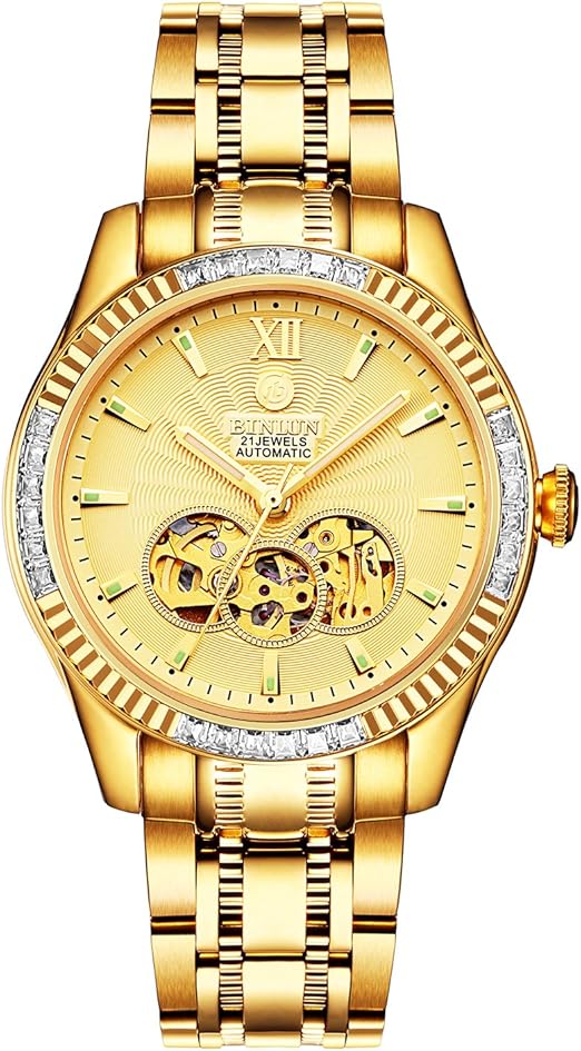 BINLUN Men's 18K Gold-Plated Automatic 