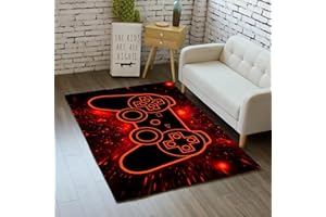 JIOSPET Game Controller Rugs for Bedroom Boys Living Room Gamer Gamepad Red Carpets Floor Mat Player Indoor Mats Gaming Art Design Home Decor Crystal Doormat Yoga Mats, 4'5"x6'
