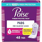 Poise Incontinence Pads for Women, 5 Drop, 48 ct