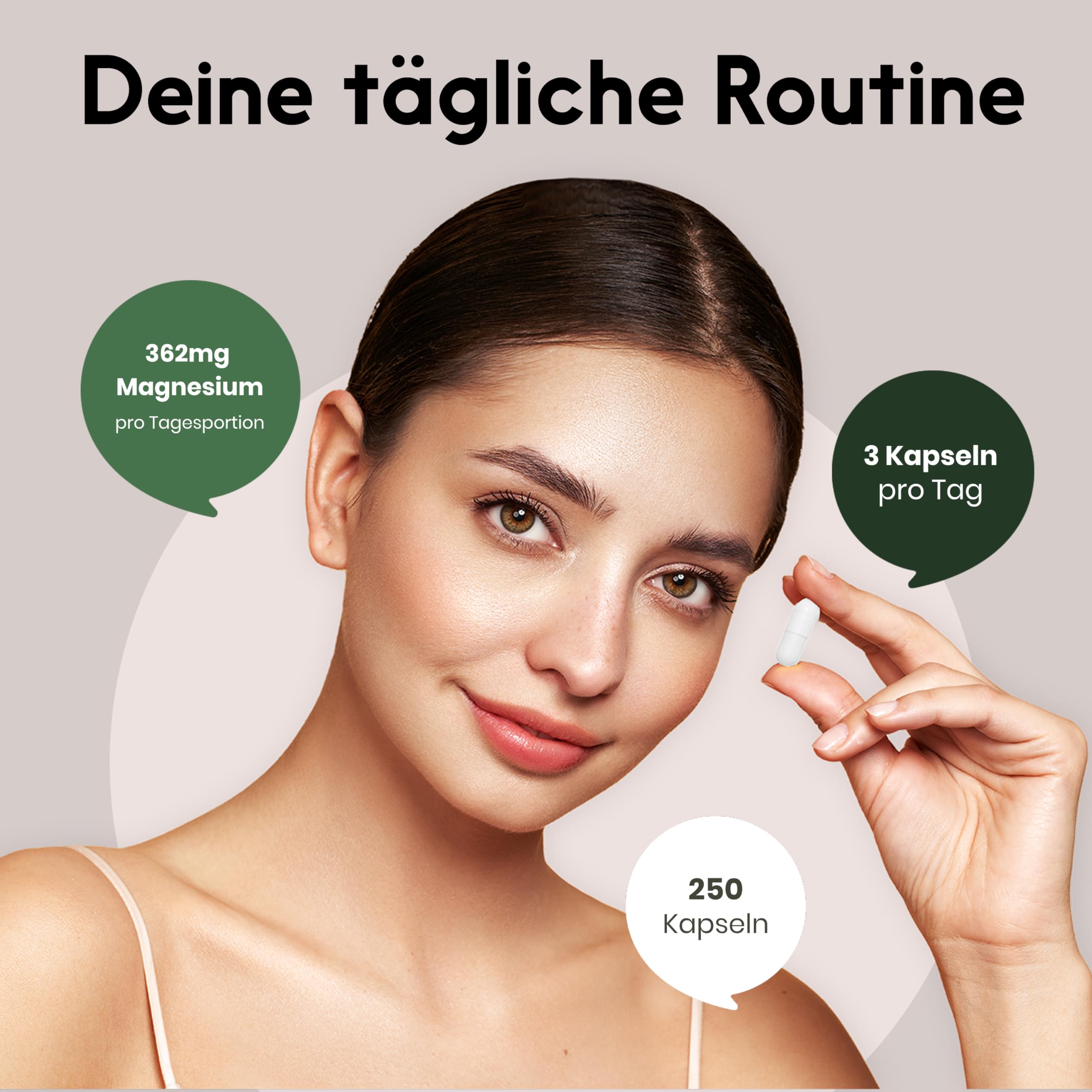 Magnesium Bisglycinat Hochdosiert - 250 Kapseln - 362 mg Magnesium Glycinat pro Tag - Vegan & Produziert in Deutschland - Laborgeprüft - Verpackung kann variieren 3