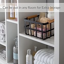 Simplify Square Metal Storage Basket with Bamboo