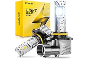 ZonCar 9005/HB3 Fog Light Bulbs, 10X Brighter 60000LM 6500K 60W White 9145 Driving Light Bulbs, 1:1 Size Plug N Play IP68 Waterproof, 60,000hrs Long Lifespan, No Flicker, 99% Compatibility, Box of 2