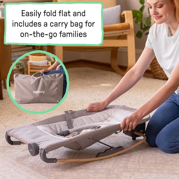 INGENUITY KEEP INMOTION AUTOMATIC BABY ROCKER SEAT, WITH REMOTE CONTROL FOR VIBRATION, MUSIC & VOLUME CONTROL, PREMIUM MATERIALS, 0-6M – SOULFUL SKIES