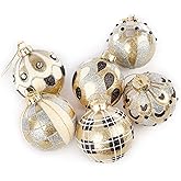 MACKENZIE-CHILDS Set of 6 Glass Ball Ornaments, Christmas Tree Decorations Set for Indoor Holiday Arrangements, Golden Hour