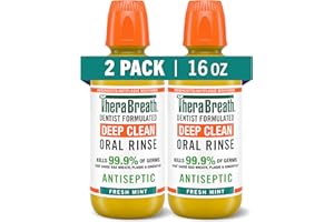 TheraBreath Deep Clean Mouthwash, Antiseptic Benefits, Fresh Mint Flavor, Dentist Formulated, Alcohol Free, 16 fl oz (Pack of 2)