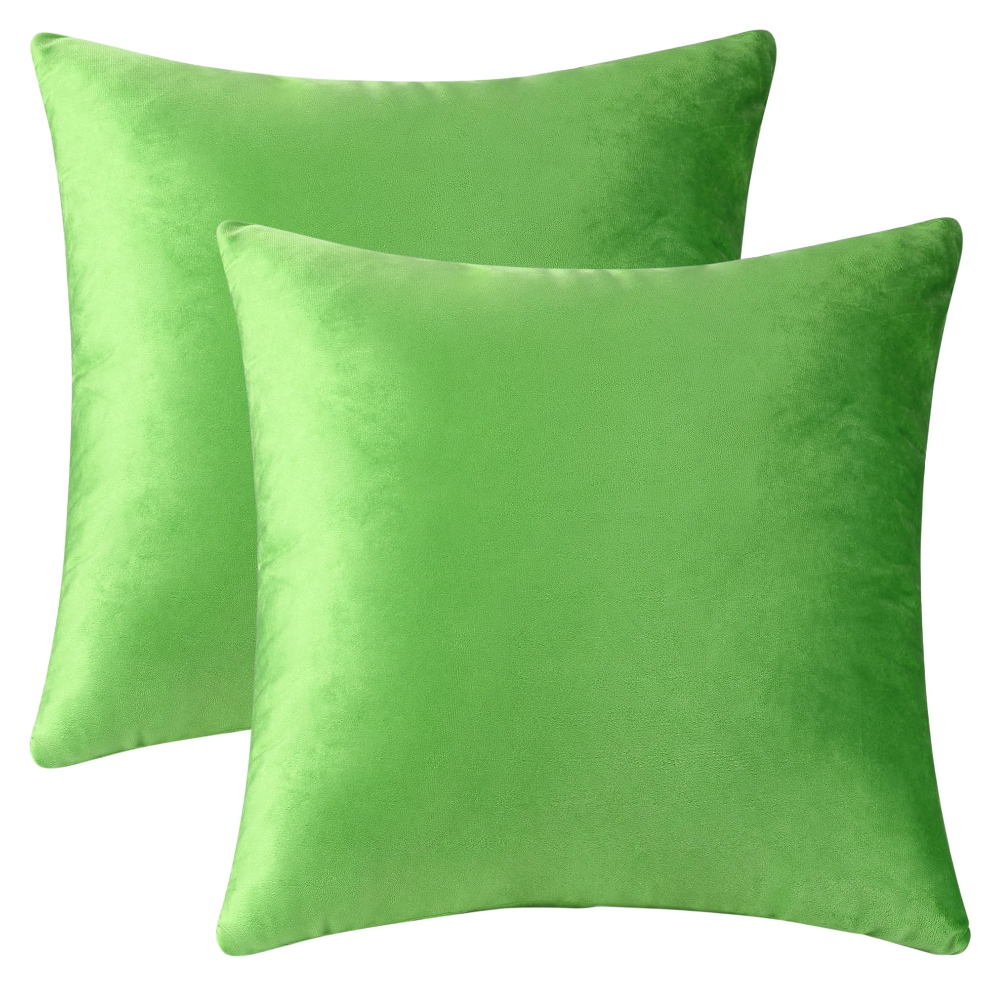Uxcell Pack of 2 Velvet Decorative Pillow Covers Modern Solid Pillow Covers for Couch Sofa Home Green 40 x 40 cm