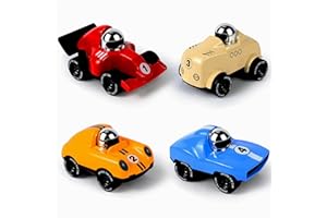 KOLOTESAME 4 Pack Press and Go Toy Cars, Push to Go Die-cast Metal Toddler Toys for Boys Girls Mini Pull Back Vehicles Set Sm