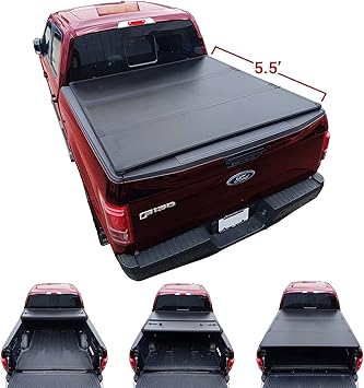 Amazon Com Galaxy Auto Hard Tri Fold For 2015 20 Ford F150 5 5 Bed Styleside Models Only Black Trifold Truck Bed Tonneau Cover Automotive