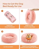 Feandrea Donut Cat Dog Bed 60 cm Pink Fluffy Long Plush Washable Cover view 8