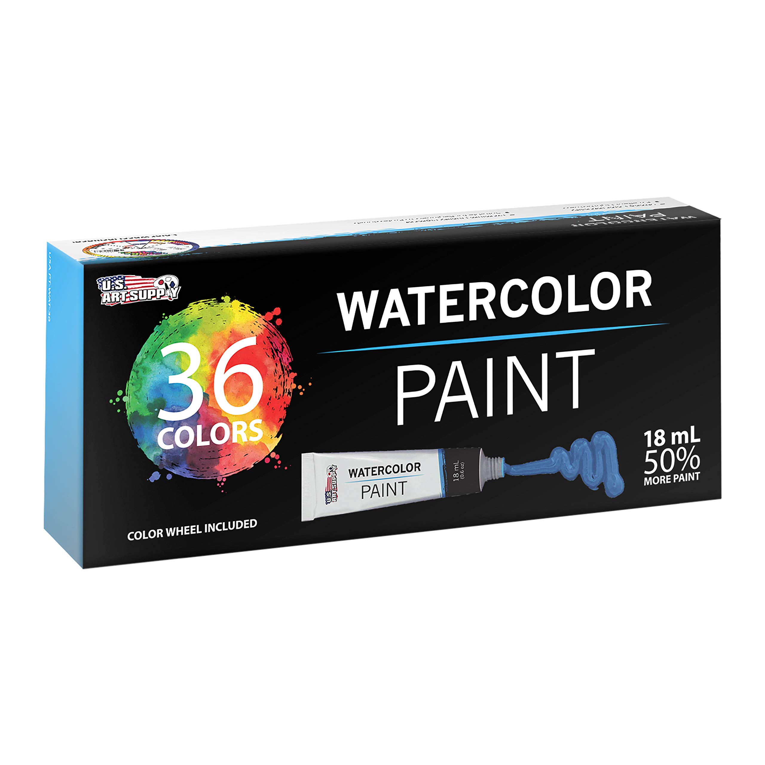 U.S. Art Supply 36 Color Watercolor Paint Set – Professional Watercolor Paint Set for Artists & Beginners, Watercolor Paint Tubes (18ml) – Water Colors Paint Adult Set for Canvas & Portraits