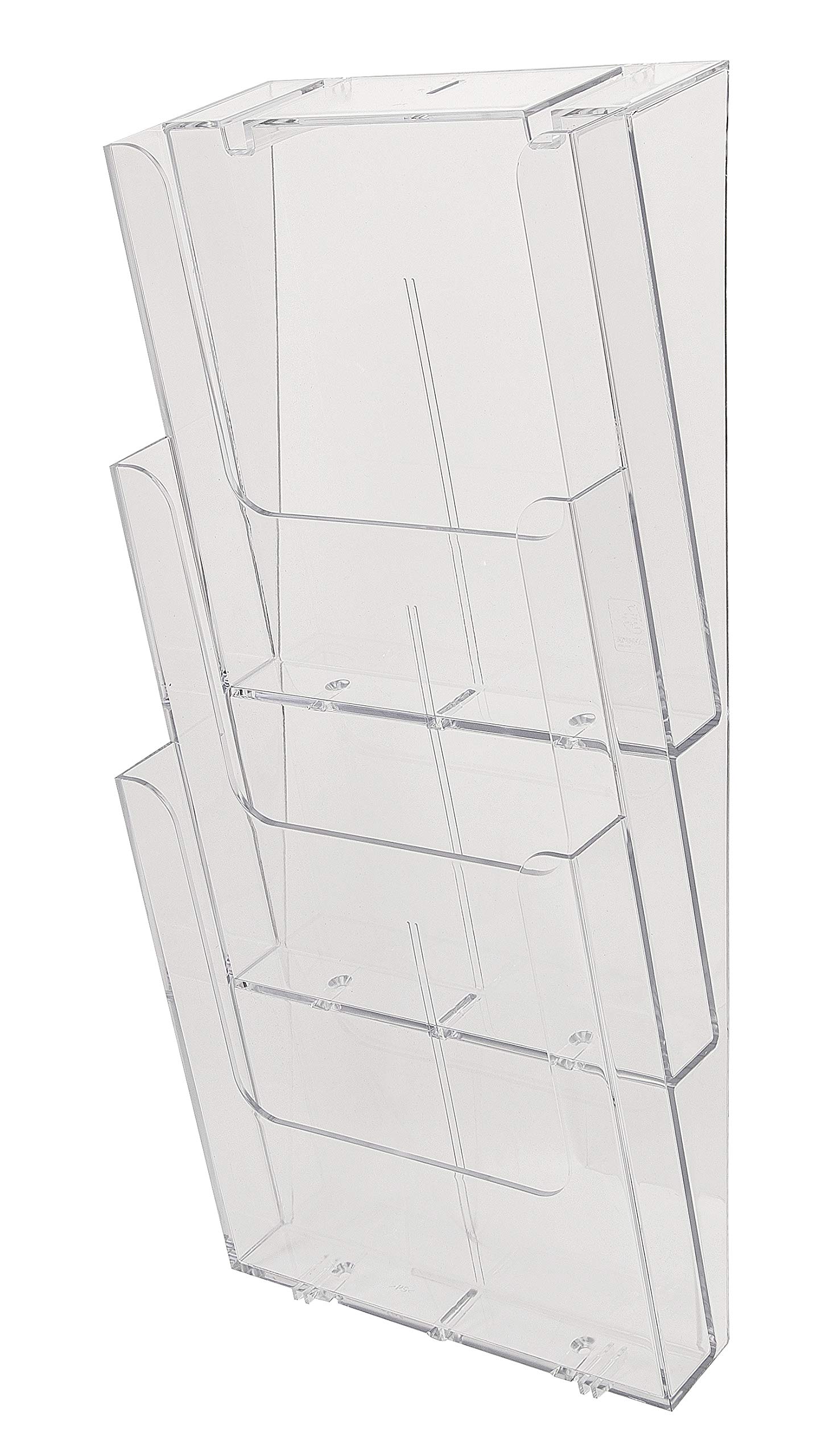 Exacompta - Ref 74358D - Vertical Wall Sorter Display Unit - Suitable for A4 Documents, 26mm Depth Per Pocket, 3 Pockets - Transparent Clear (Pack of 2)