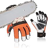Vgo 1Pair Chainsaw Gloves, 12-Layer Chainsaw Protection on Both Hands Back, Safety leather Work Gloves