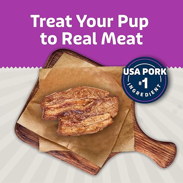 BLUE BUFFALO SIZZLERS NATURAL SOFT DOG TREATS, BACON-STYLE SOFT-MOIST DOG TREATS WITH REAL USA PORK, ORIGINAL FLAVOR, 6-OZ BAG