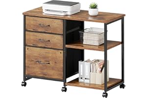 3 Drawer File Cabinet with Wheels Rolling Printer Stand with Open Storage Shelf Fabric Lateral Filing Cabinet for Home Office