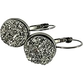 Summerfield Collection Hematite-tone Gunmetal Gray Faux Druzy Stone Lever-back Drop Earrings 12mm