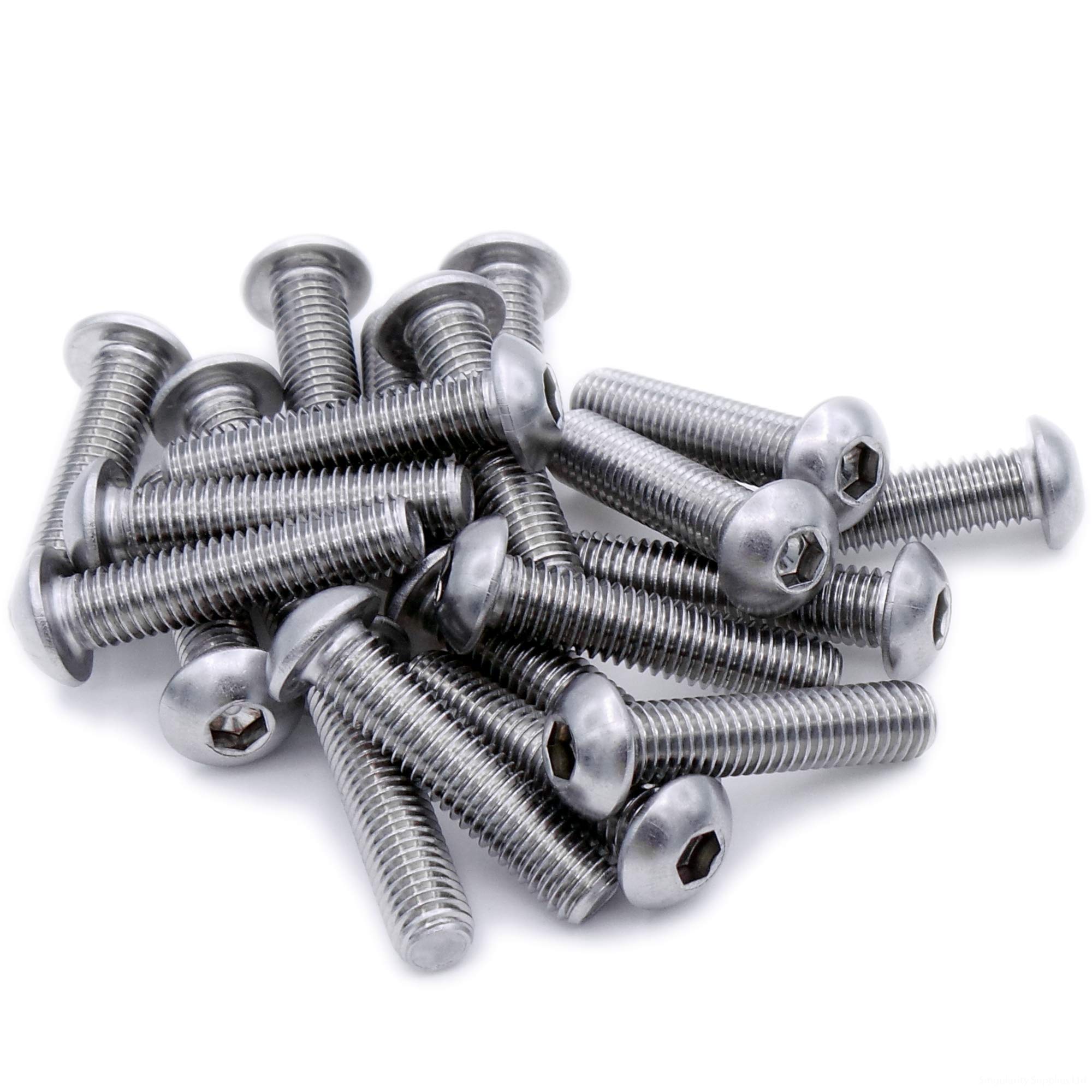 M6 (6mm x 12mm) Hex Socket Button Machine Screw (Bolt) - Stainless Steel (A2) (Pack of 20)