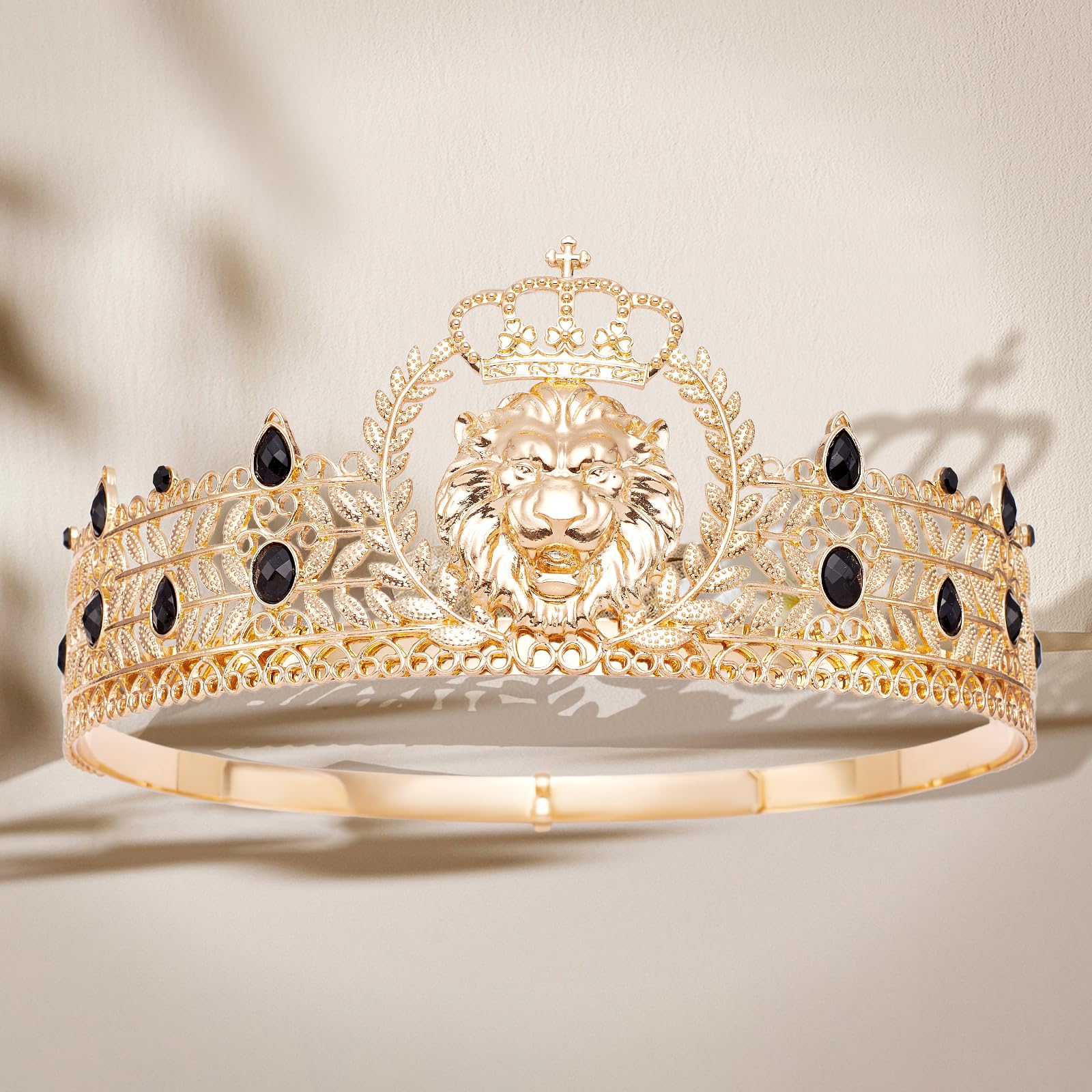 JITINX King Crown and Birthday Sash, King Crown for Men,Gold Men's Tiara Prince Diadem,Royal Medieval Cosplay Birthday Prom Halloween Hair Accessories