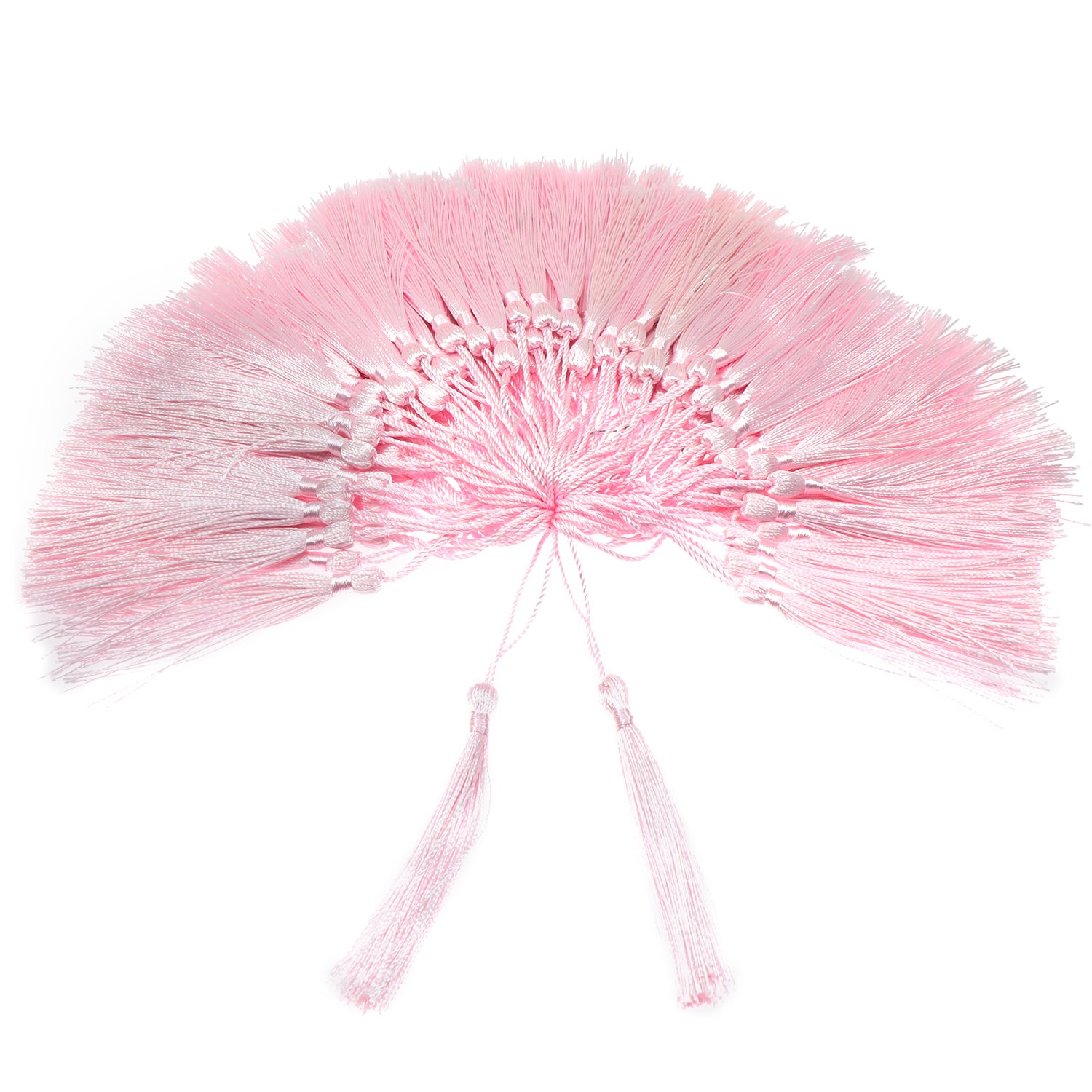 VAPKER 100 Pieces Pink Silky Handmade Soft Tassels 13cm/5-Inch With 2-Inch Cord Loop for Jewelry Making, DIY Projects, Bookmarks