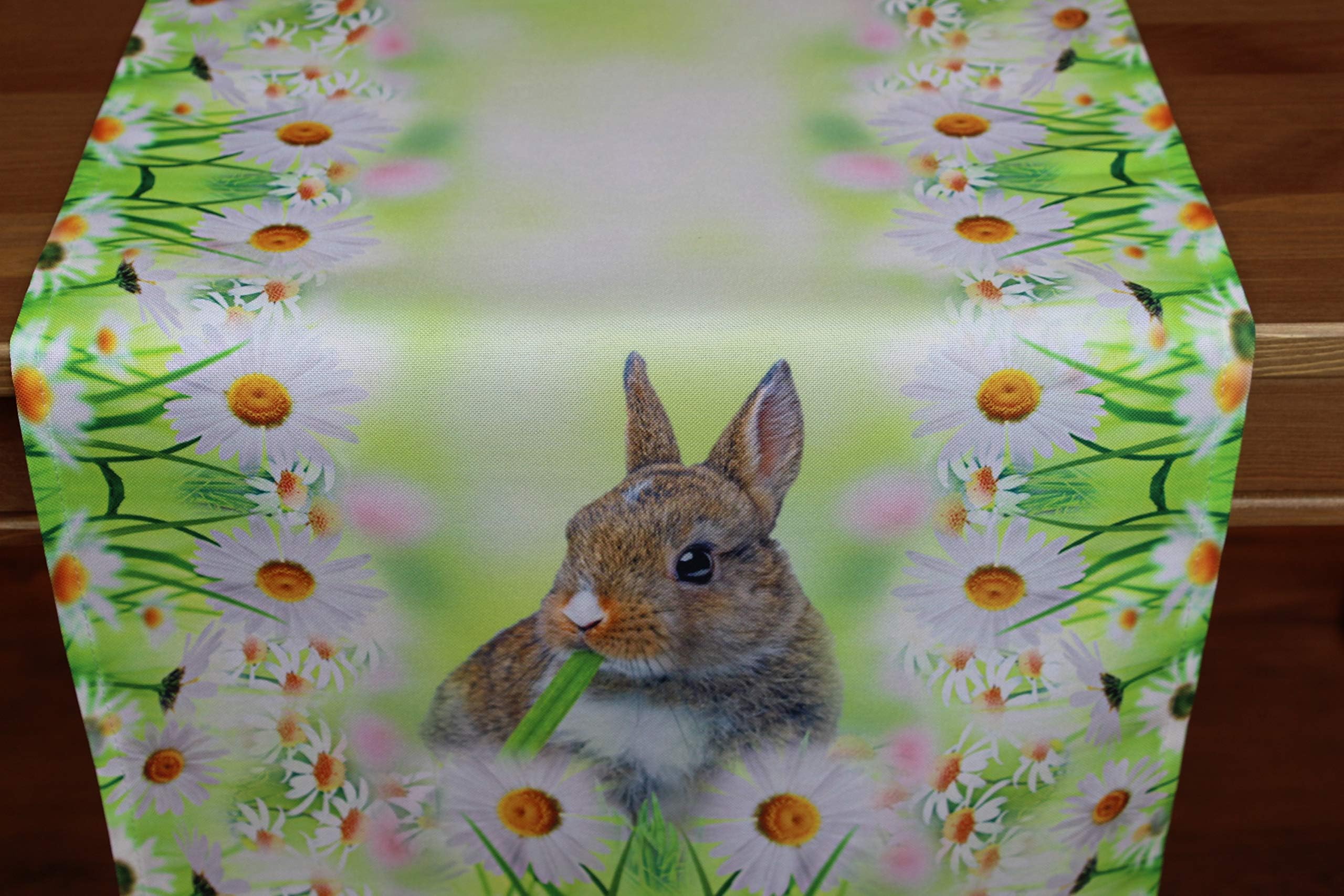 Kamaca Series Rabbit IM Grass Print Motif with Cute Rabbits Eyecatcher in Spring Easter, Polyester, Tischläufer 40x160 cm