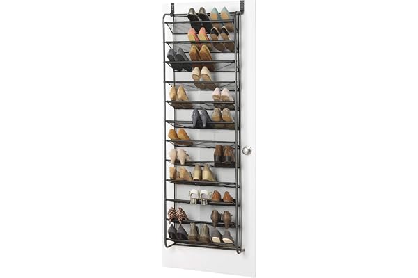 Whitmor 36 Pair Over-The-Door Rack-Gunmetal Gray Shoe Organizer