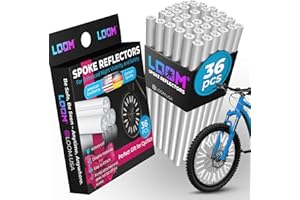 LOOM® Bike Spoke Reflectors Gift Set | 36 Pcs | Premium 8cm Reflective Clips for Bicycles - 360° High Visibility Wheel Spoke Skins - Night Safety Accessories for MTB Road Bike E-Scooters & Kids