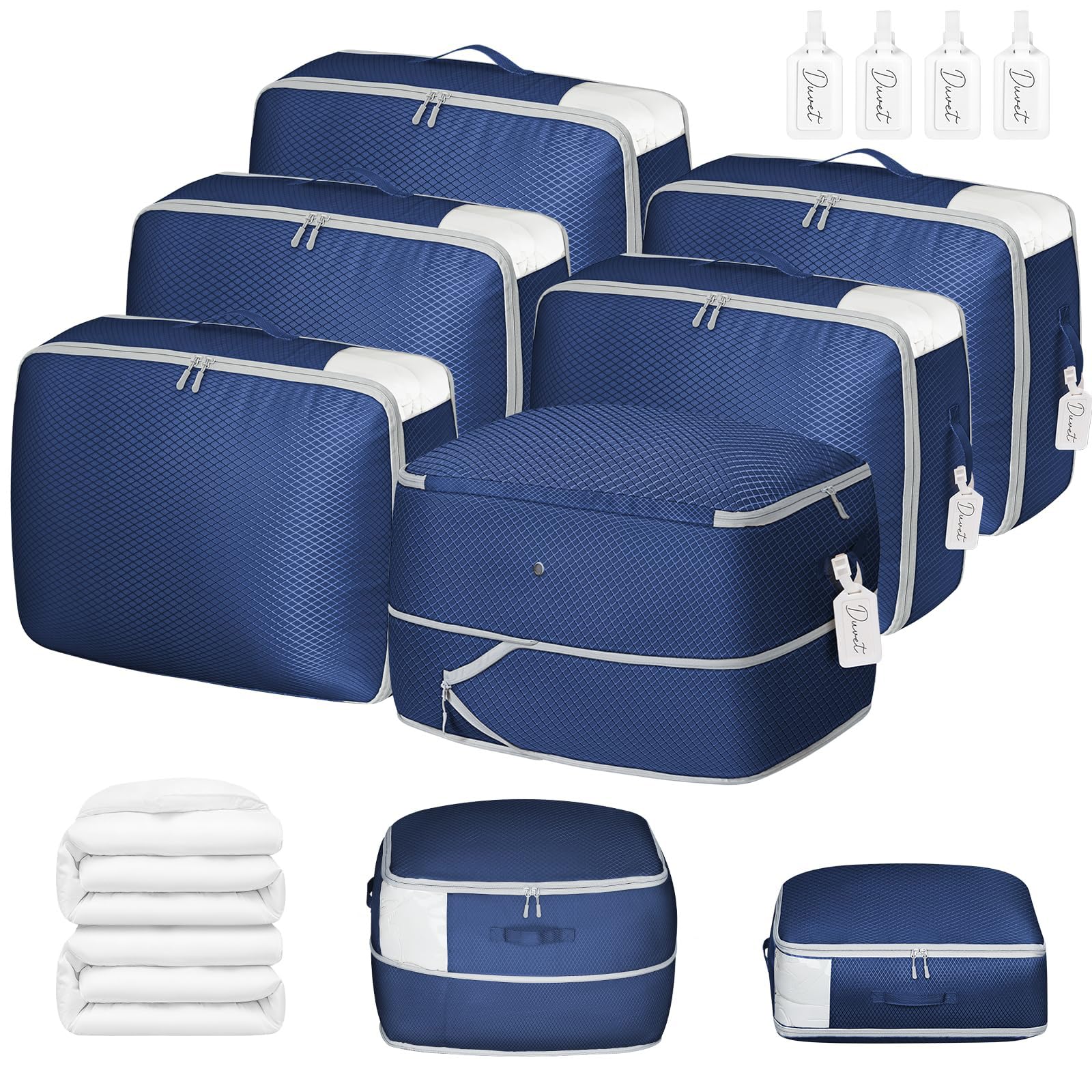 Photo 1 of DIMJ Comforter Storage Bag 6 Pack - Blanket Storage Organizer Compression Bags, Large Capacity Ultra Space Saving Self Compression Organize for Bedding, Pillow, Duvet, Sheet Storage with Zipper Window