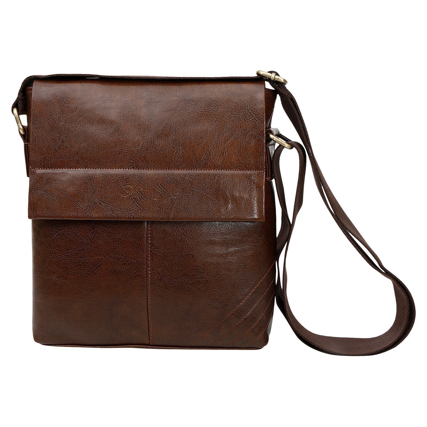 sphinx long flap mens cross-body sling bag (25 x 22 x 7 cm)