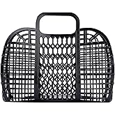 BABANA Jelly Bags - Reusable Gift Basket - Girls Beach Bag - Toddler, Kids Jelly Purse - Halloween, Bridal, Easter Basket (Small) - Black