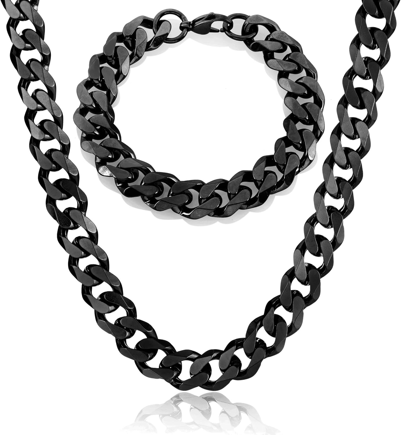 Crucible Jewelry Mens Black IP Stainless Steel Cuban Curb Chain