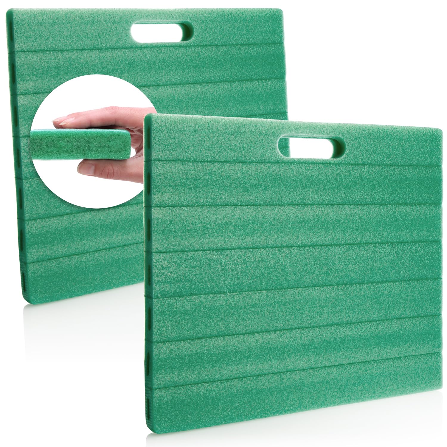 com-four® 2x Knee cushion for the garden - Knee mat for gardening - Knee cushion for crafts and leisure - Knee protection mat - approx. 35 cm x 30 cm x 2.5 cm (green)