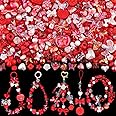 170-230PCS Red Assorted Acrylic Beads for Bracelet Making, Flower Bow Butterfly Candy Star Heart GummyBear Kawaii Bracelet Charms,Cute Beads for Jewelry Making DIY Necklace Keychain Phone Charms