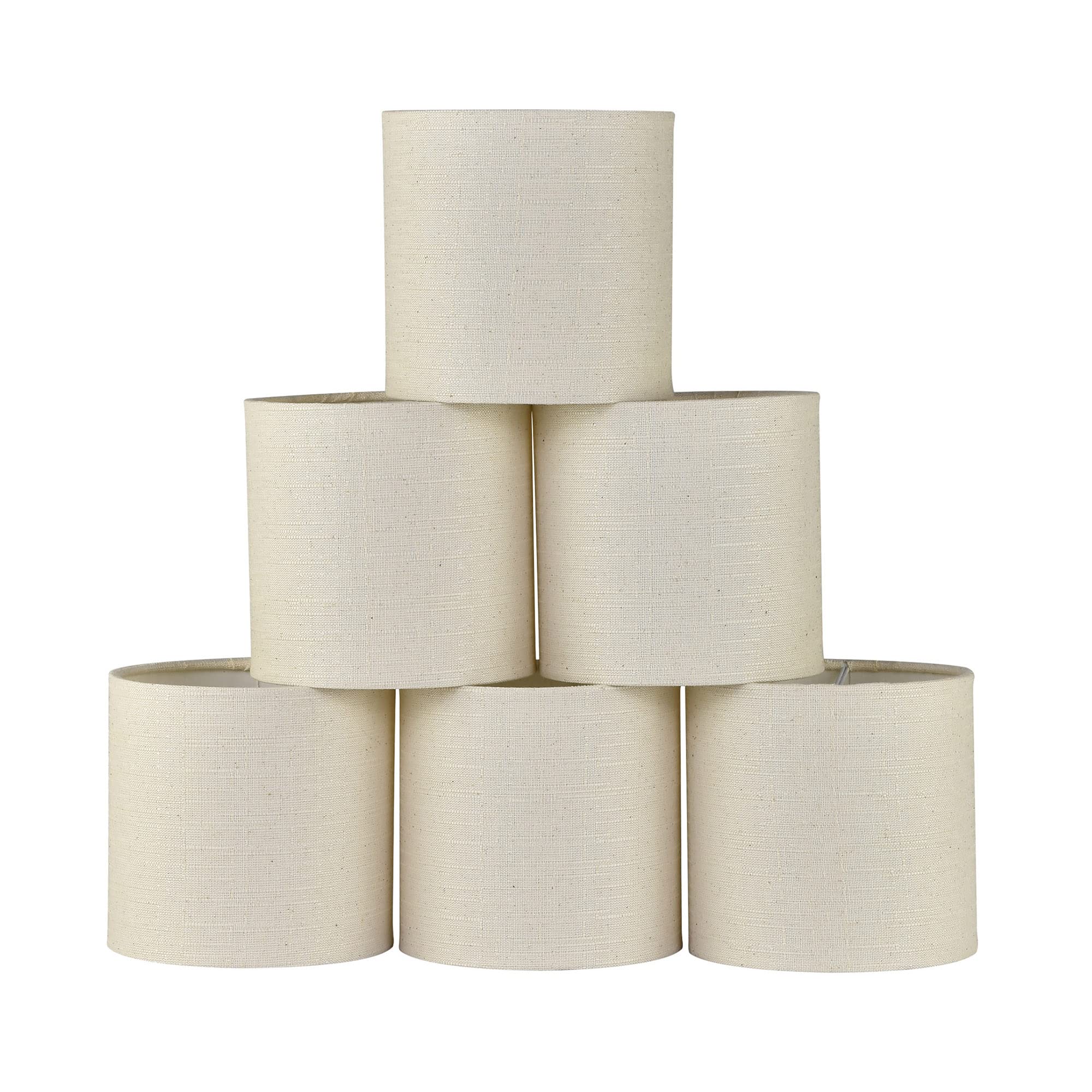 Photo 1 of LAMPWELL MEMO Clip-on Chandelier Fabric Lamp Shades,Set of 6,Small Drum,5.2"×5.2"×H5.2",Linen, Handmade,Modern Trendy Decorative,ONLY FOR CANDLE BULB,Beige