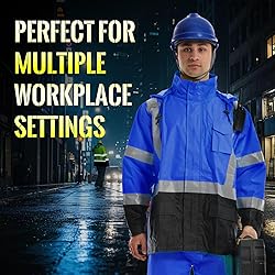 SKSAFETY Hi Vis Reflective Work Rain Jacket for Men