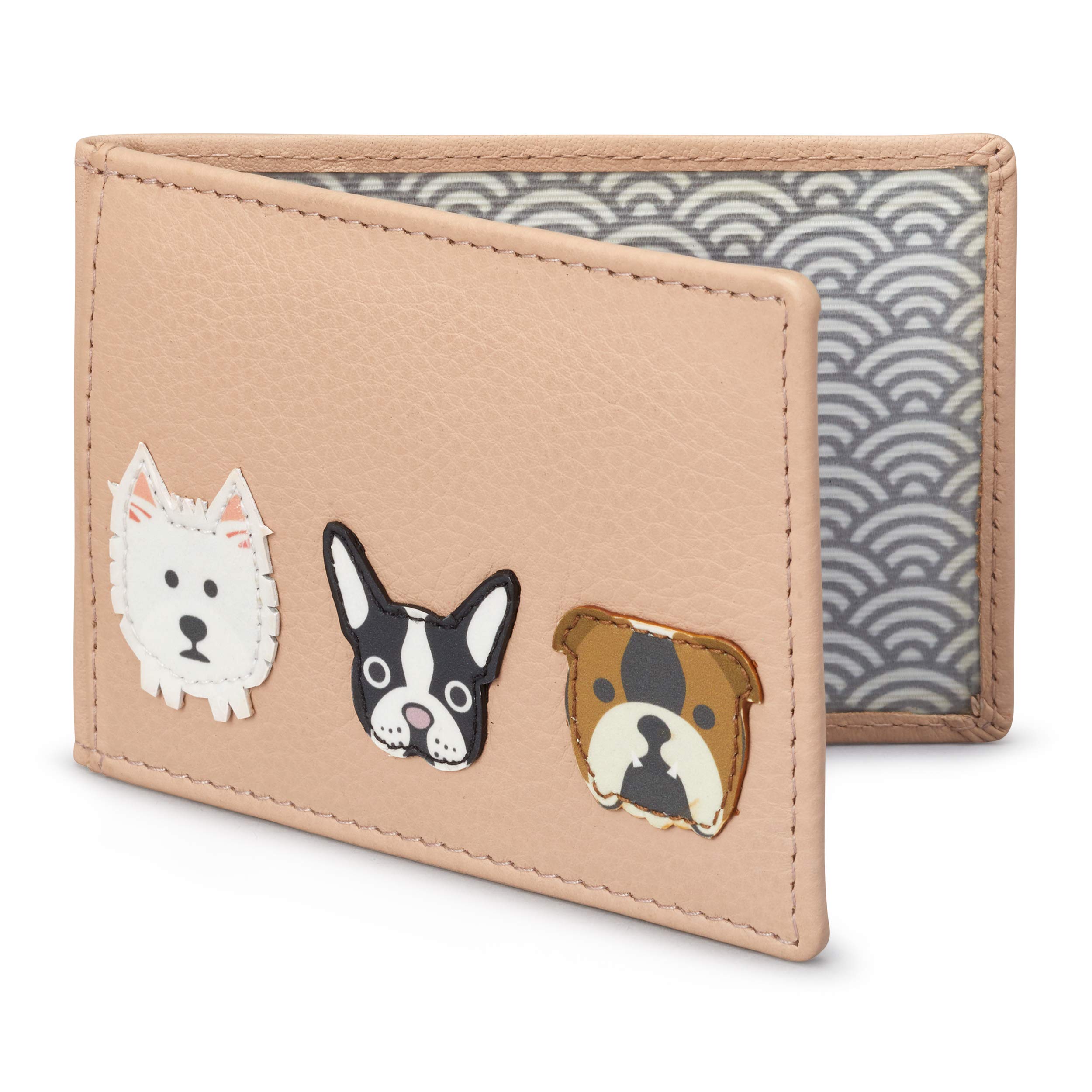 Yoshi Dog Applique Leather Travel Pass/Oyster Card Holder (Frappe)