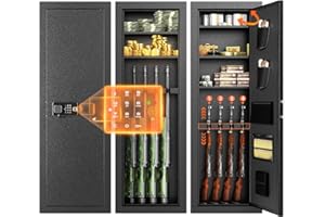 Bonusall in Wall Gun Safe Between Stud with Fingerprint, Assembled 4 Rifle Safe with 3 Removable Shelf, Rifle Gun Safe for Shotguns and Pistols with Adjustable Rack (Black)