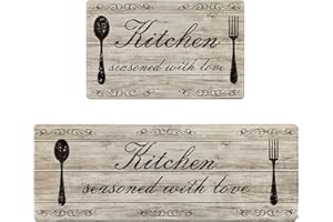 Pauwer Anti Fatigue Kitchen Mat Set of 2 Farmhouse Kitchen Rugs Non Skid Washable, Cushioned Kitchen Mats for Floor, Waterpro