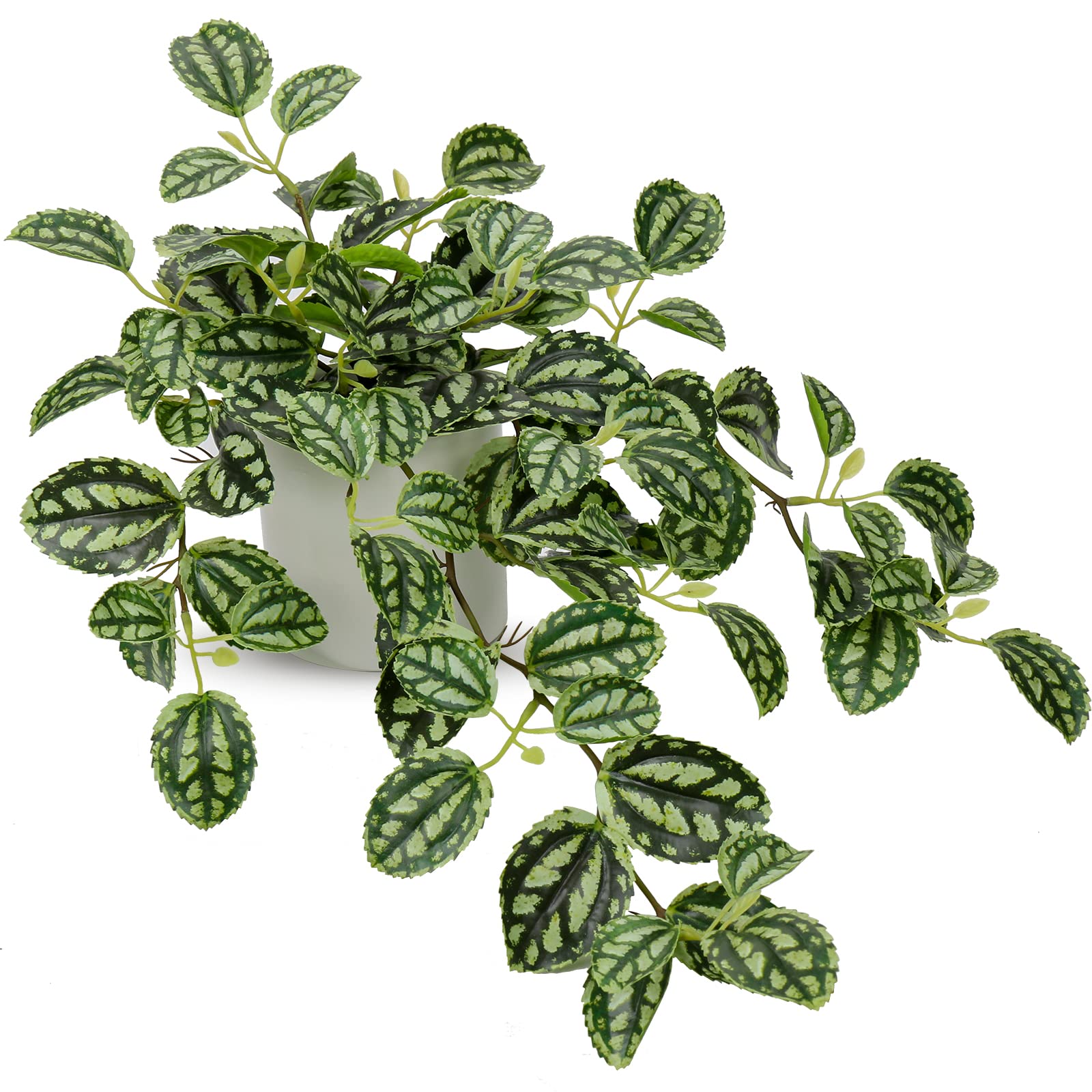 Oairse Artificial Plants in Ceramic Pots Realistic Fake Trailing Plants String of Plants Fake Potted Plants Tradescantia Zebrina for Indoor Outdoor Home Office Bathroom Kitchen Desk Decoration
