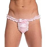 Satini Men's Satin Frilly Sissy Thong Tanga Knickers Briefs Panties