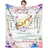 50th Birthday Gifts for Her, 50th Birthday Gifts for Women, 50 Year Old Gift for Women Throw Blanket 60"x50", Bday Gift for 50 Year Old Woman, 1976 Bday Presents for Woman, Female Turning 50 Presents