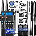 BAOFENG UV-5R Ham Radio Handheld: 8W Ham Radios Long Range UV5R Radio 3800mAh Rechargeable Walkie Talkies Two Way Radio with Programming Cable,Tactical Antenna and Earpiece for Survival Gear, 2 Pack