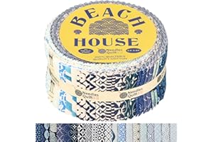 NEEDLES QUILT STUDIO Jelly Roll Fabrics for Quilting Clearance 40 Strip 2.5" x 44" | Cotton Strips Bundles – Perfect Quilting Fabric for Sewing, Precut Quilt Projects, and DIY Crafts (Beach House)