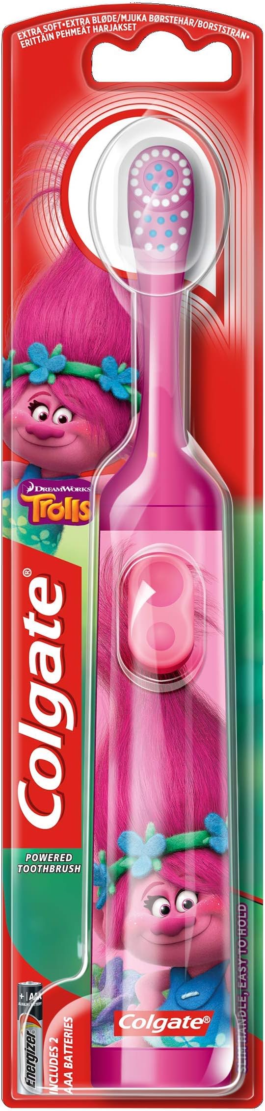 Colgate Trolls Kids Extra Soft Electric Toothbrush, 3+ Years 2x AA