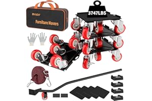 MYUEA【Upgrade Large】 Furniture Dolly,Furniture Movers with 5 Wheels,Carbon Steel Panel Heavy Duty Dolly,Furniture Lifter with 5 360° Rotatable Rubber Universal Wheels,Maximum Load 3747 LBS(Oversize)